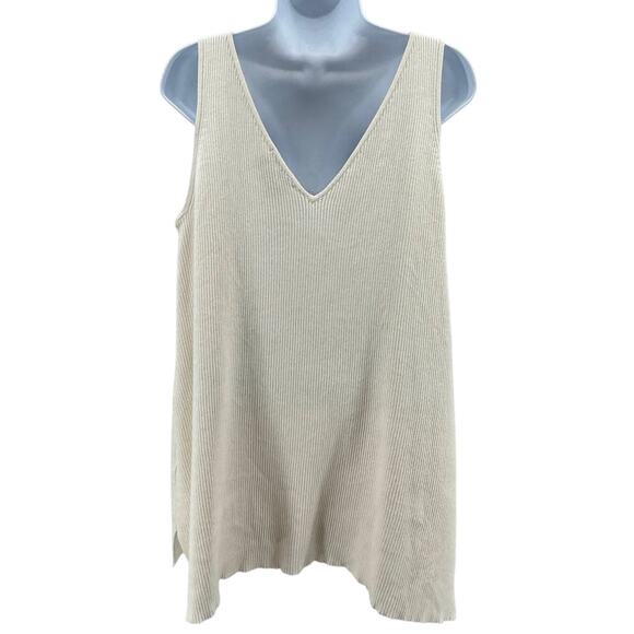 Legoe Heritage Maternity Knit Tank WMNS 1 White V-Neck Ribbed Side Zip Stretchy - Picture 7 of 10